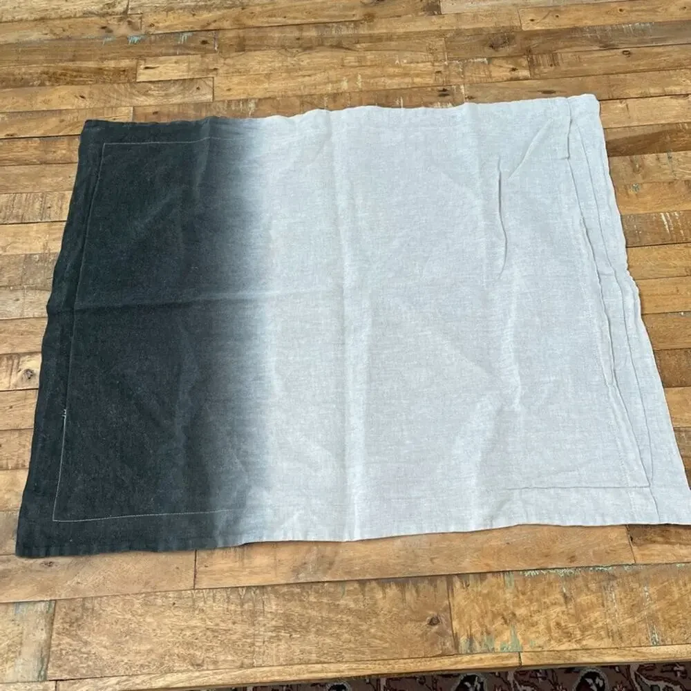 Crate & Barrel Linen Standard Sham Black Ombre Dip Dye 20x26 in